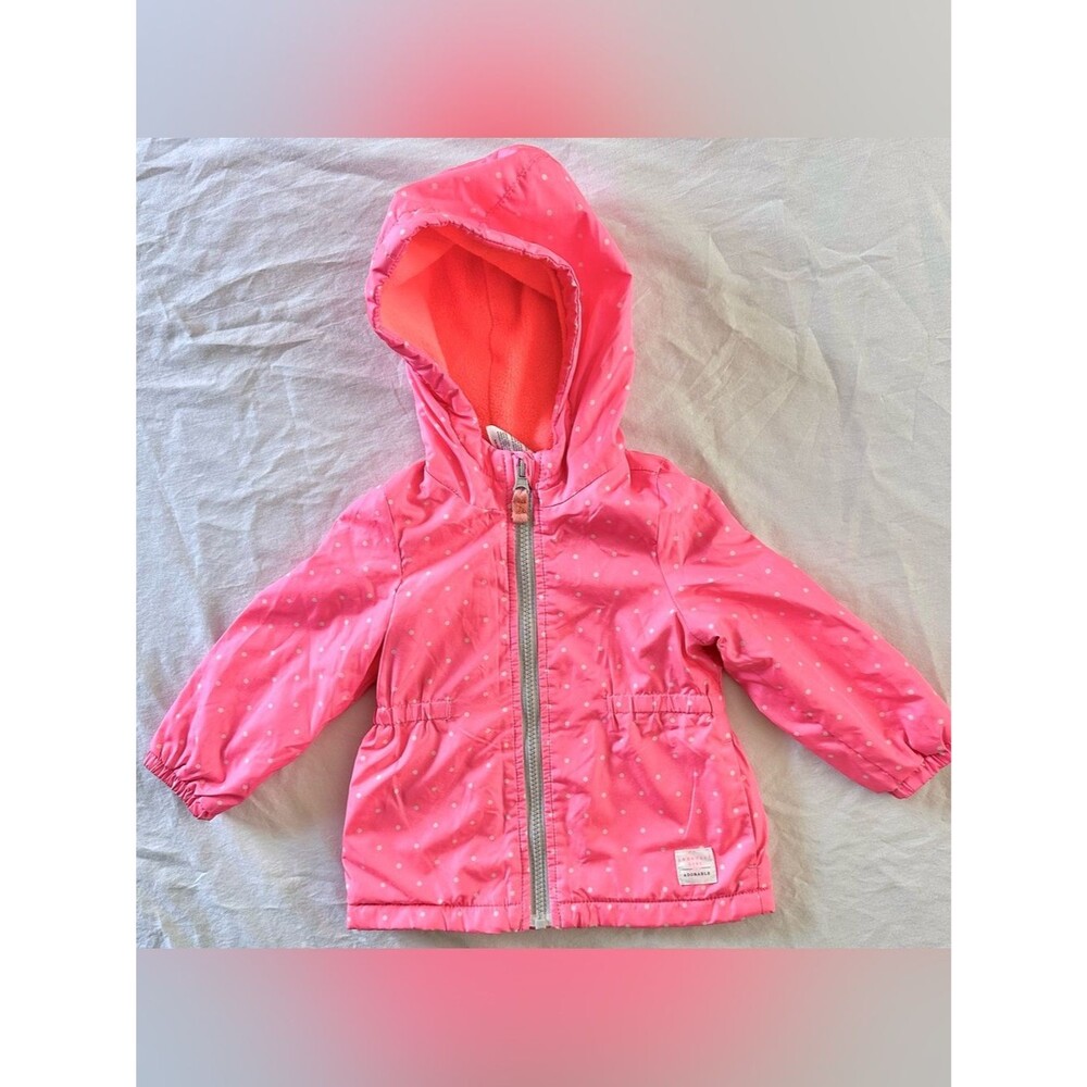 Carter’s Baby Girls Pink Polka Dot Hooded Jacket – Size 12M